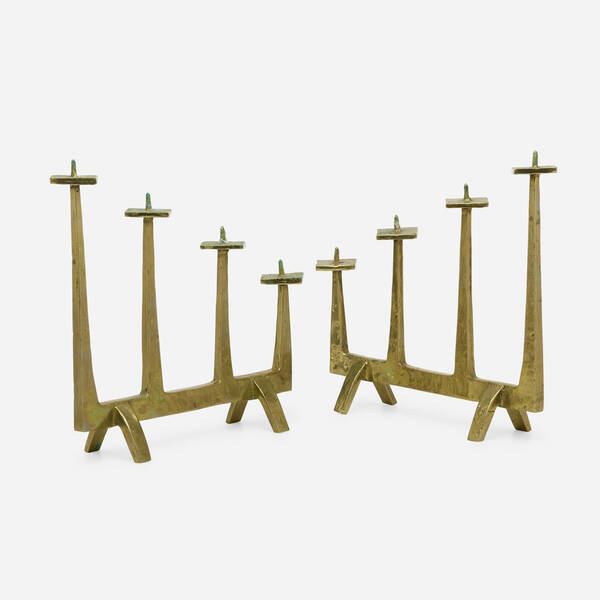 Modern. Candelabra, pair. c. 1950, brass-plated