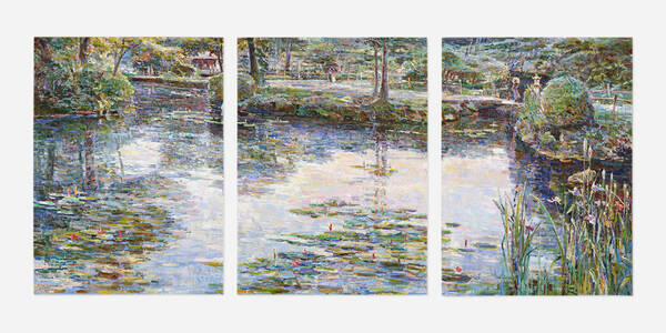 Lau Chun b 1942 Lily Pond Triptych  39f547