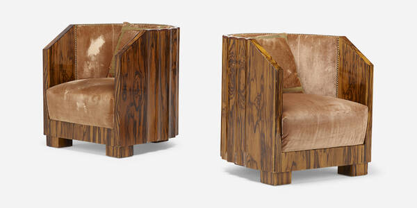 Art Deco. Club chairs, pair. c.