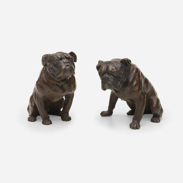 Contemporary Bulldogs pair patinated 39f606