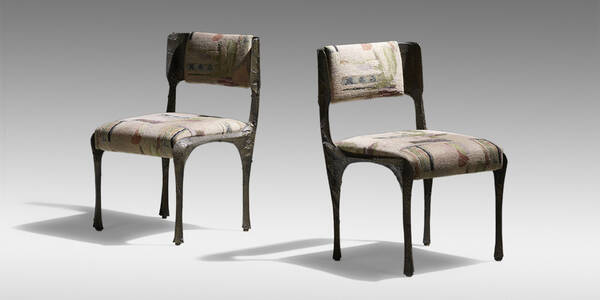 Paul Evans. Sculpted Bronze chairs,