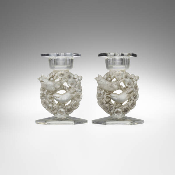 Ren Lalique M sanges candlesticks  39d4c4