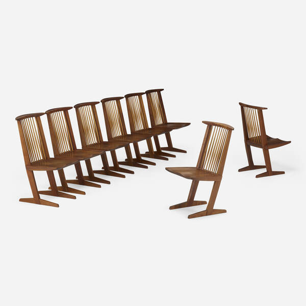 George Nakashima. Conoid chairs, set