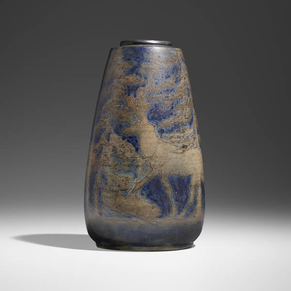 Russell Crook. Rare vase with stags.
