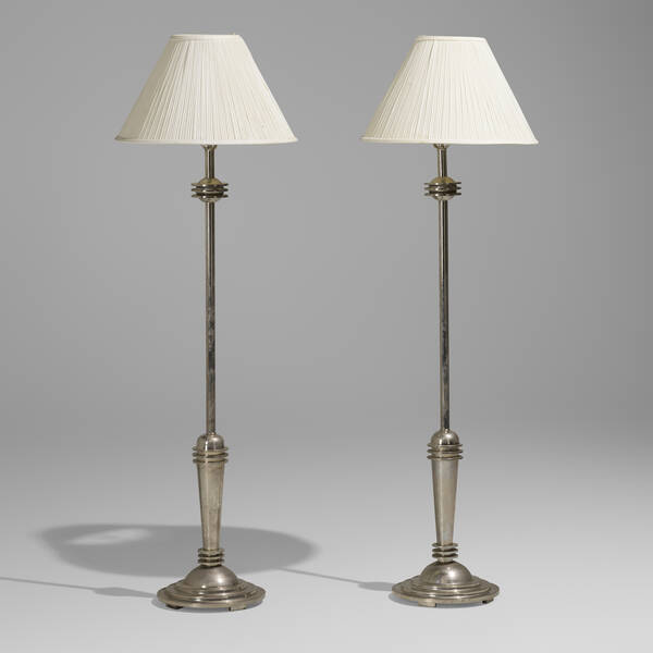 Modern. Floor lamps, pair. chrome-plated