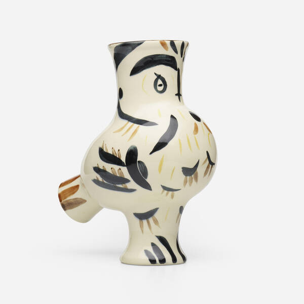 Modern. Owl vase. glazed white