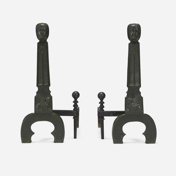 Gothic Style. Andirons, pair. enameled