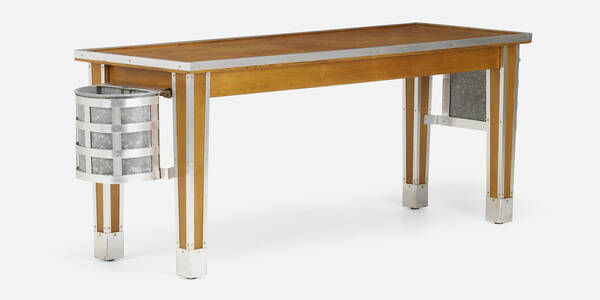 French. Desk. 1962, oak, aluminum,