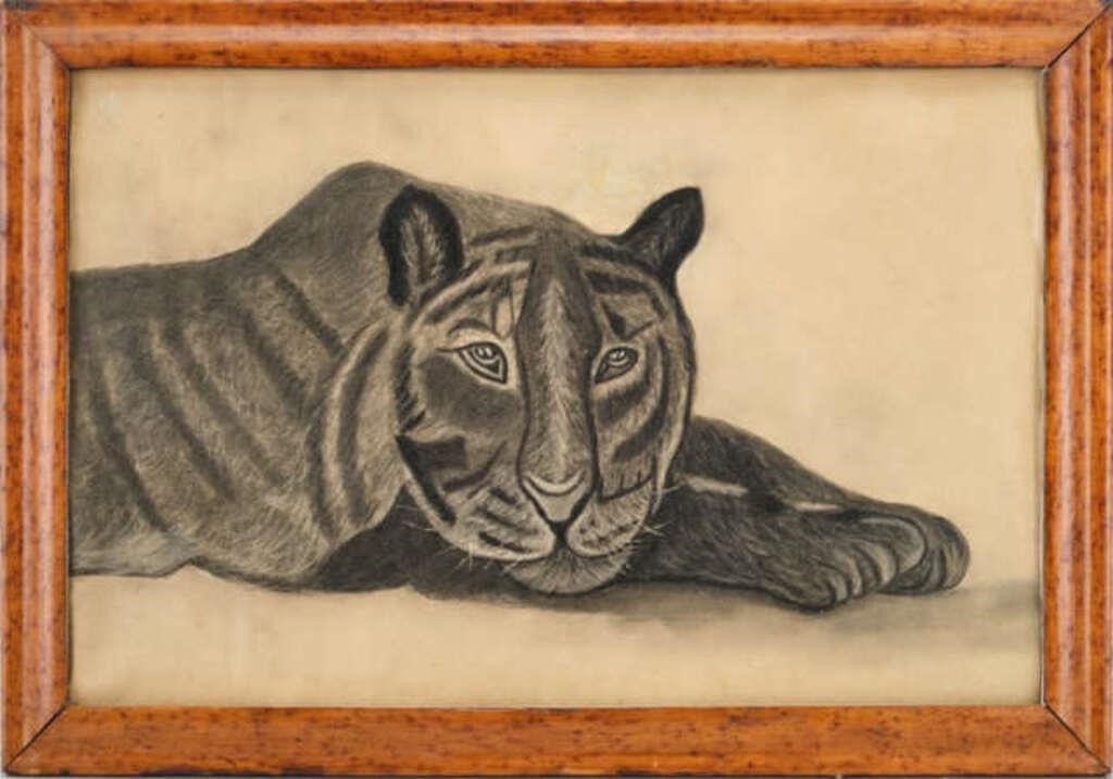 TIGER DRAWINGA naïve charcoal drawing