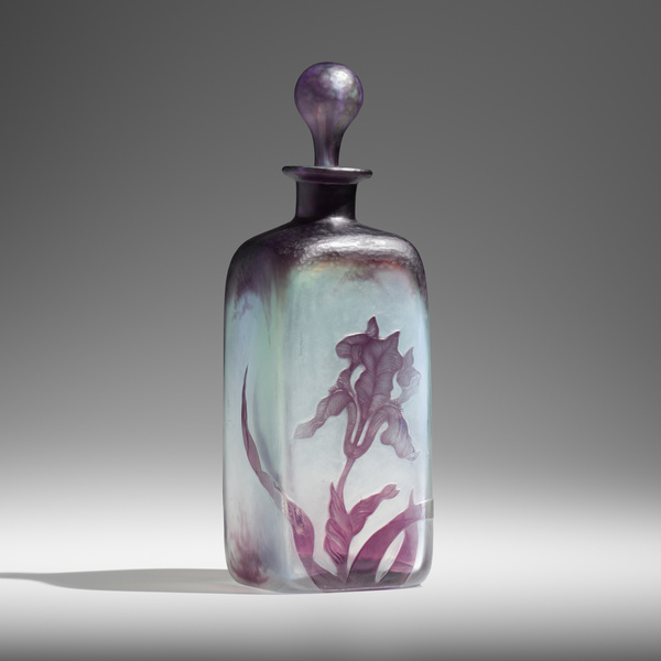 Daum Bottle with irises c 1900  39e011