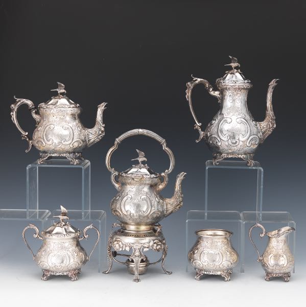 VICTORIAN SILVER PLATE COFFEE AND TEA