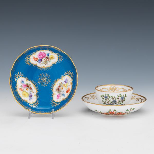 MEISSEN PORCELAIN TEACUP AND TWO