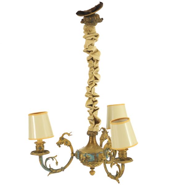 FRENCH BRONZE D'ORE THREE-LIGHT