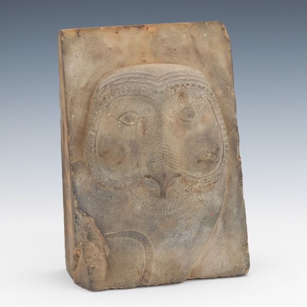 CARVED STONE PLAQUE OF AN OWL 11 3a0c79
