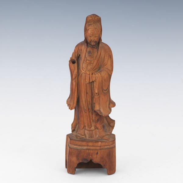 QING CARVED WOOD GUANYIN SCULPTURE