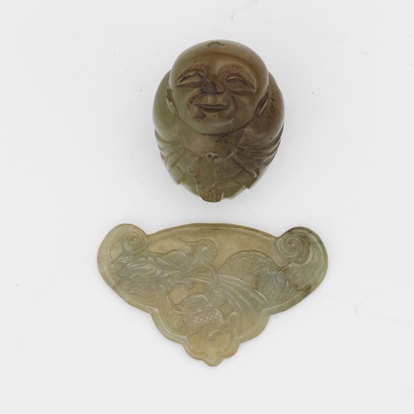 CHINESE TWO CARVED NEPHRITE JADE