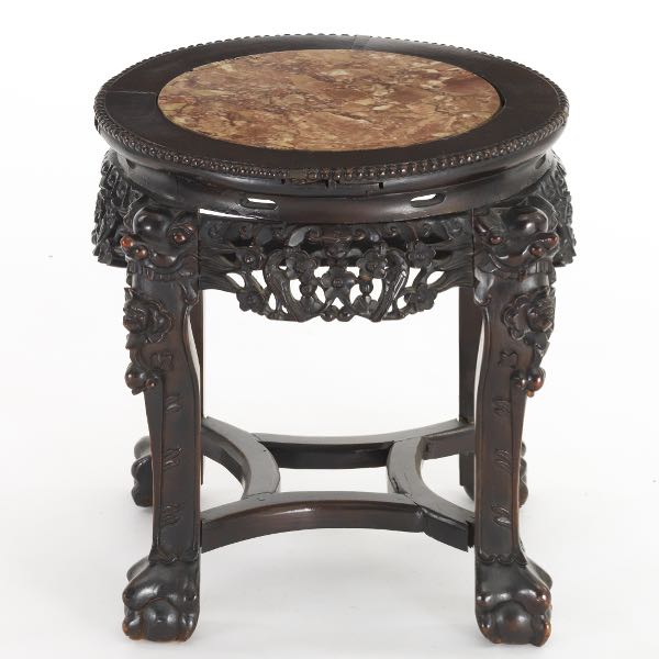 CHINESE CARVED ROSEWOOD SHORT OCCASIONAL