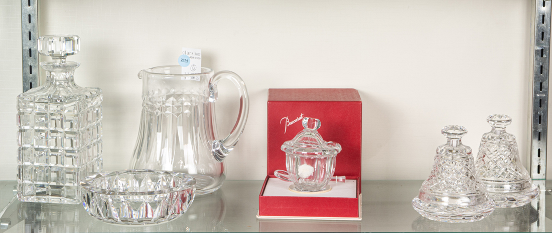 BACCARAT GLASS PITCHER AND COVERED JAM