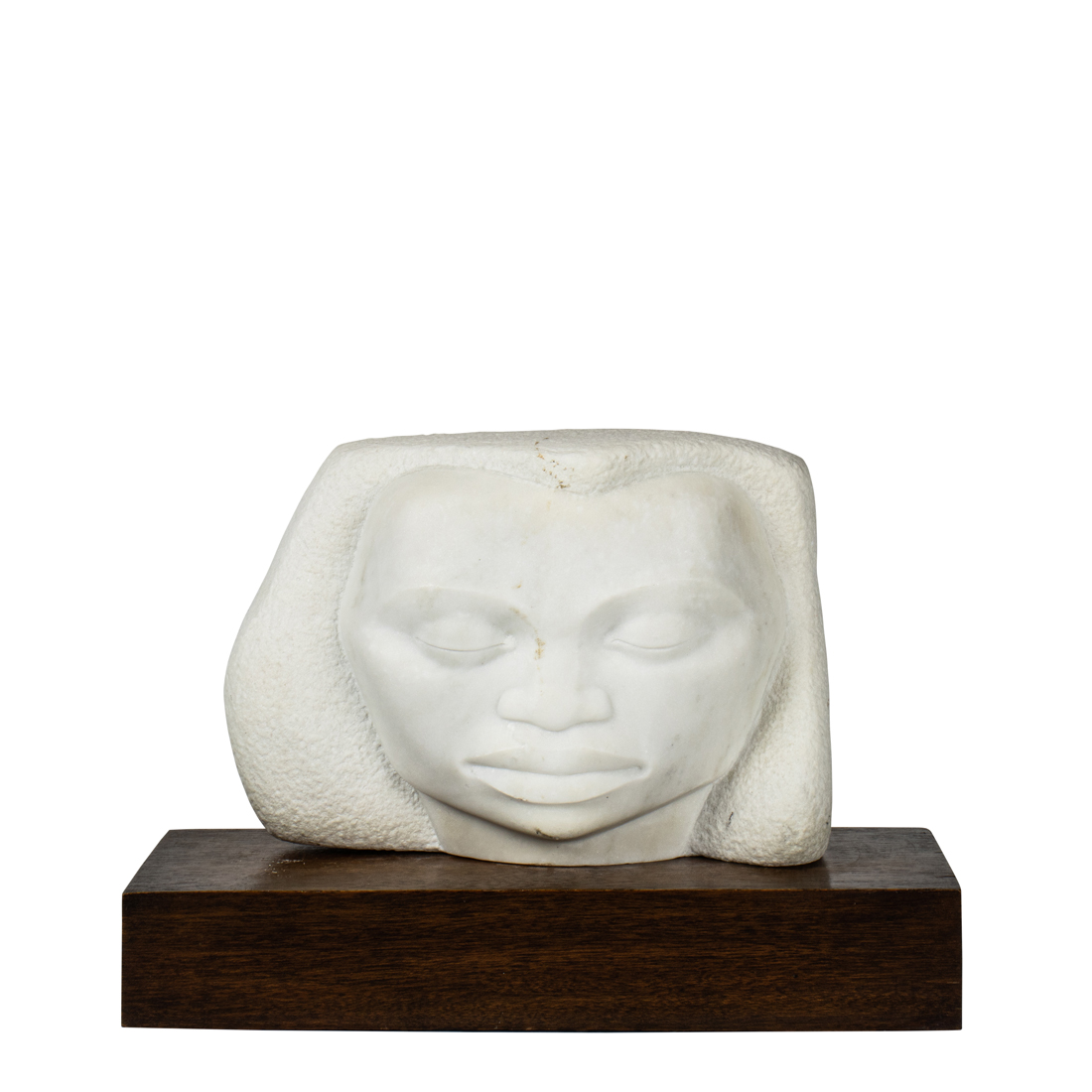 AFRICAN CARVED MARBLE HEAD OF A WOMAN