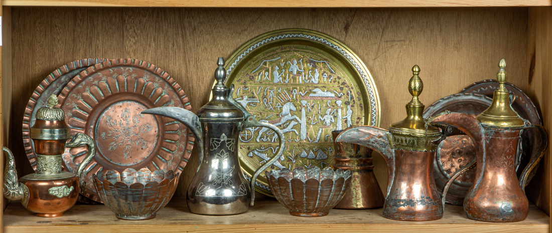 GROUP OF MIDDLE EASTERN BRASS, COPPER,
