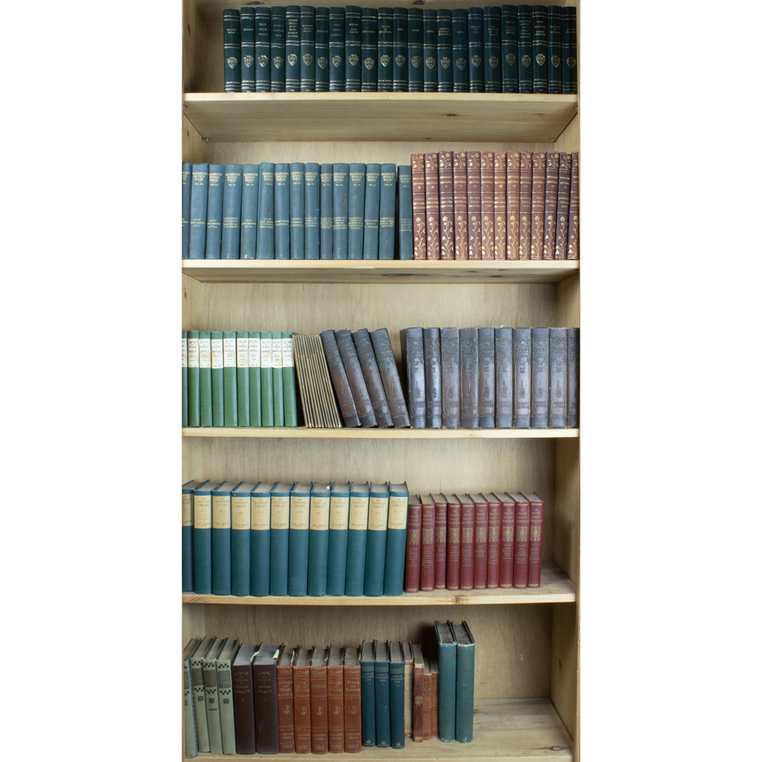 FIVE SHELVES OF BOOKS INCLUDING