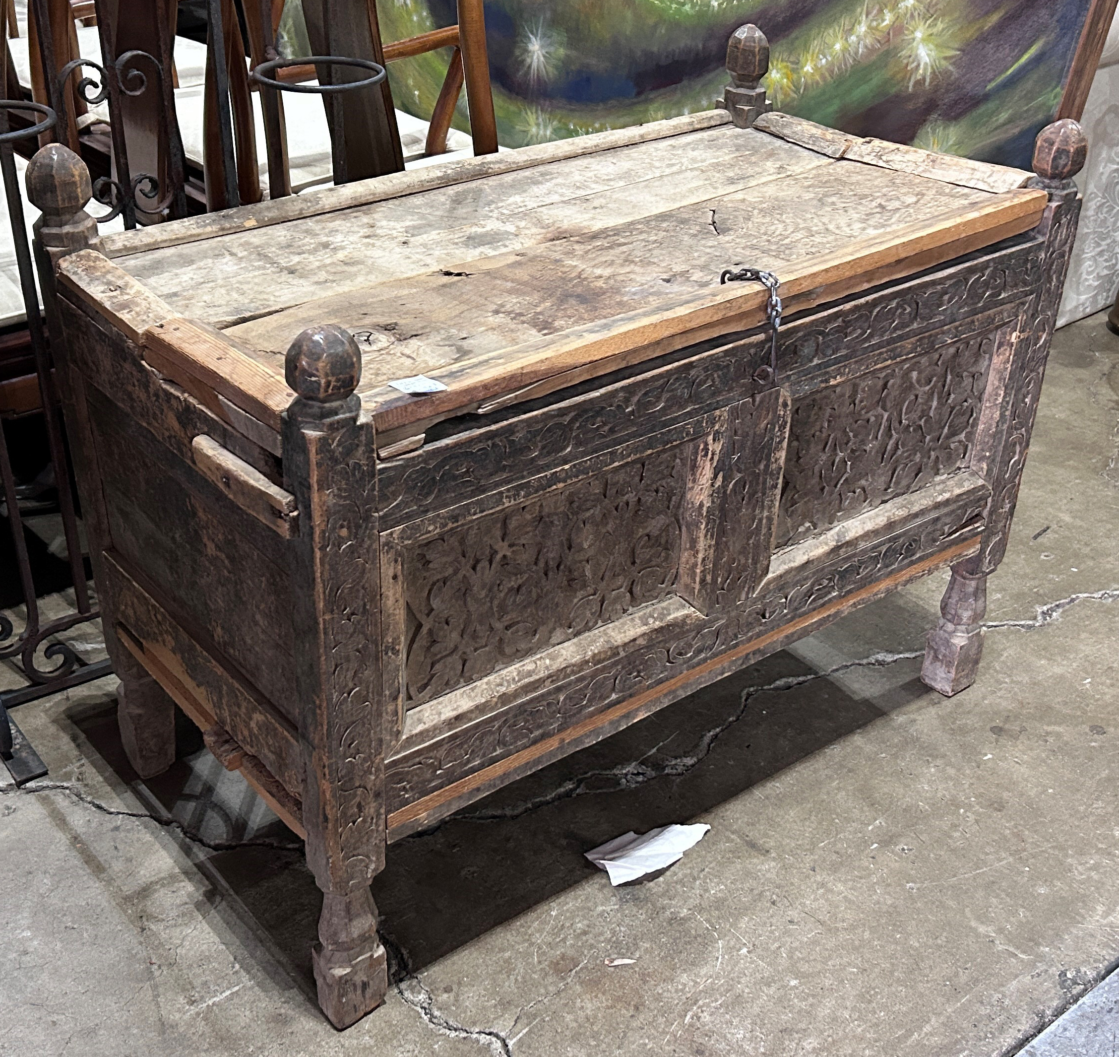 AFGHAN PRIMITIVE CARVED CHEST Afghan