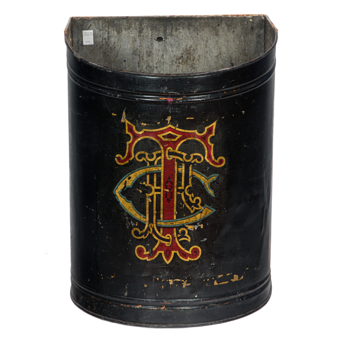 LARGE TOLE DECORATED FIRE BUCKET