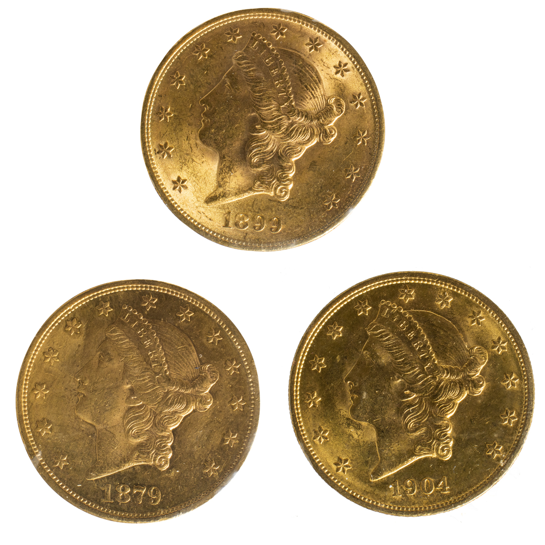 THREE $20 LIBERTY GOLD DOUBLE EAGLES: