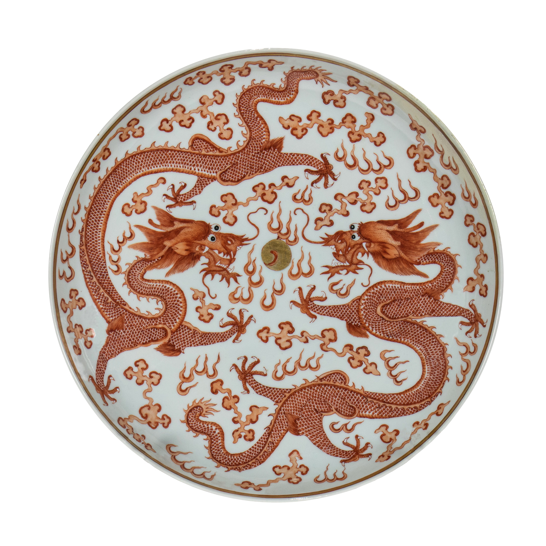 A LARGE CHINESE IRON-RED DECORATED