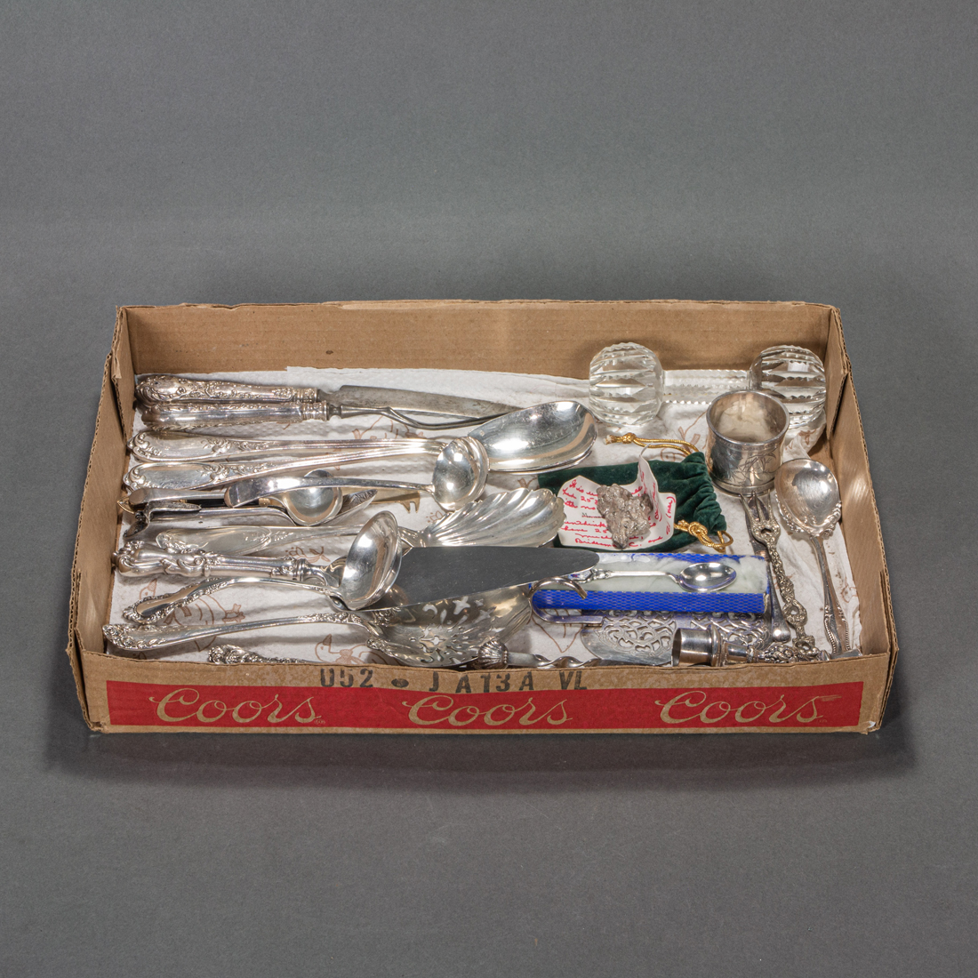 LOT OF STERLING AND PLATED FLATWARE,