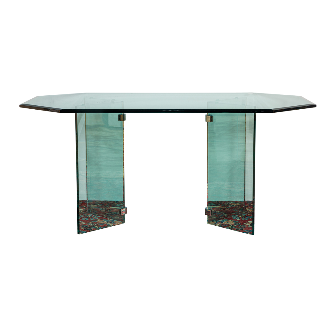 A PACE STYLE GLASS TOP DINING TABLE