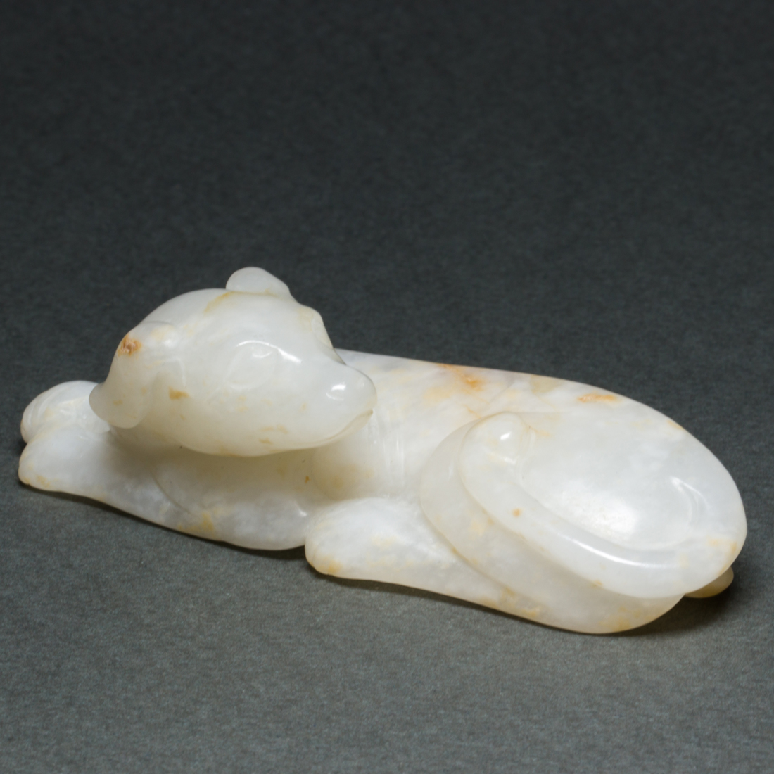 CHINESE WHITE AND RUSSET JADE RECUMBENT 3a1014
