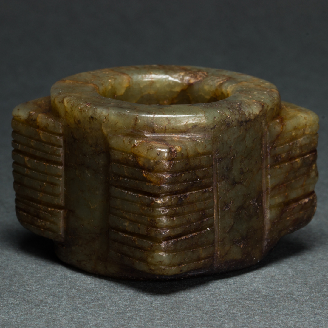 CHINESE MOTTLED JADE CONG Chinese 3a1012