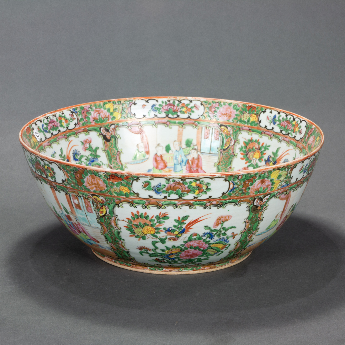 CANTON ROSE MEDALLION PUNCH BOWL