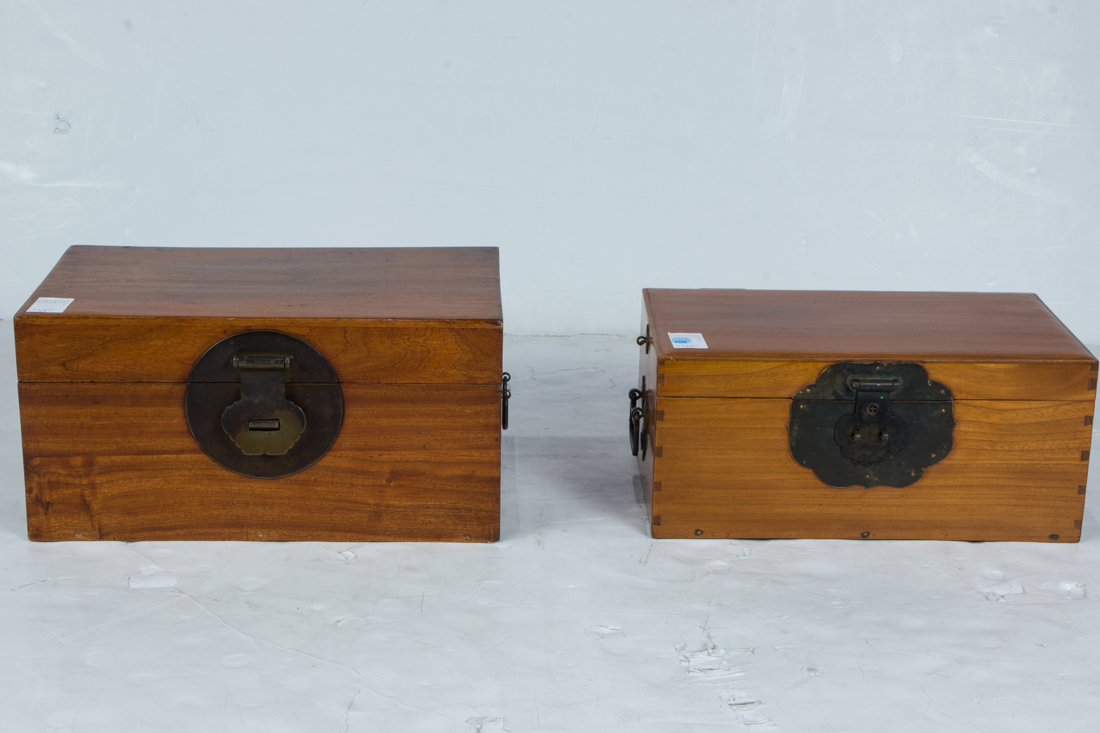 TWO CHINESE ELMWOOD DOCUMENT BOXES 3a104e