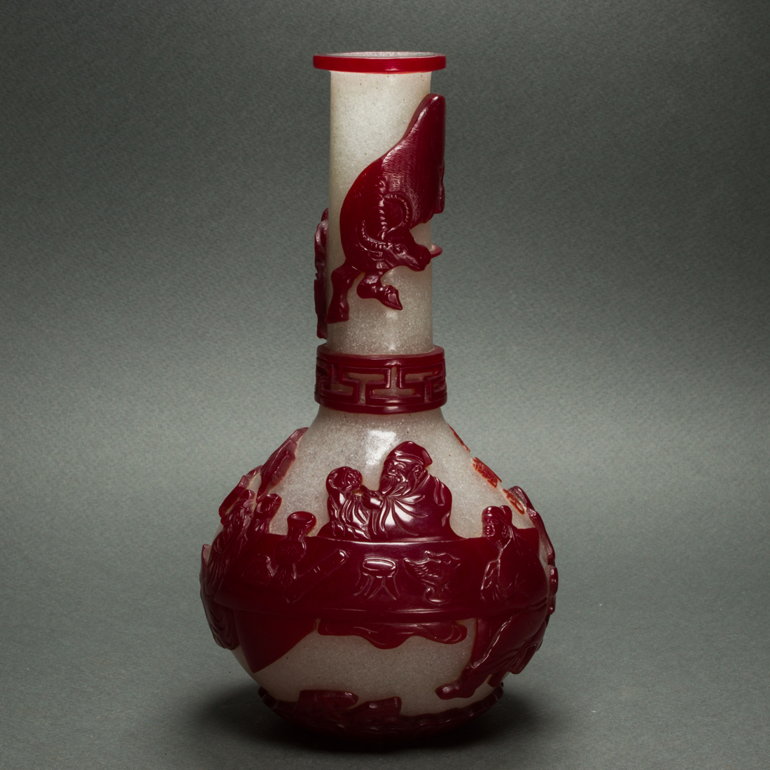 CHINESE RUBY-RED OVERLAY ON SNOW-FLAKE