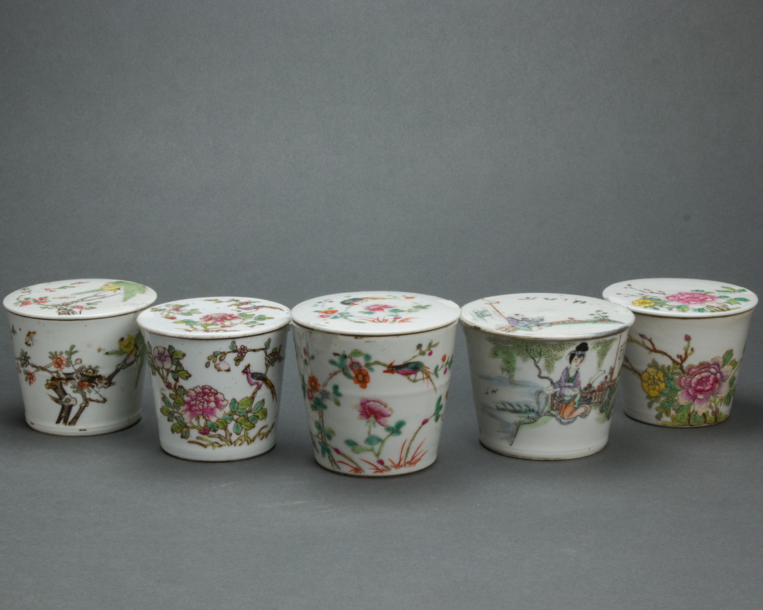 GROUP OF CHINESE FAMILLE ROSE LIDDED