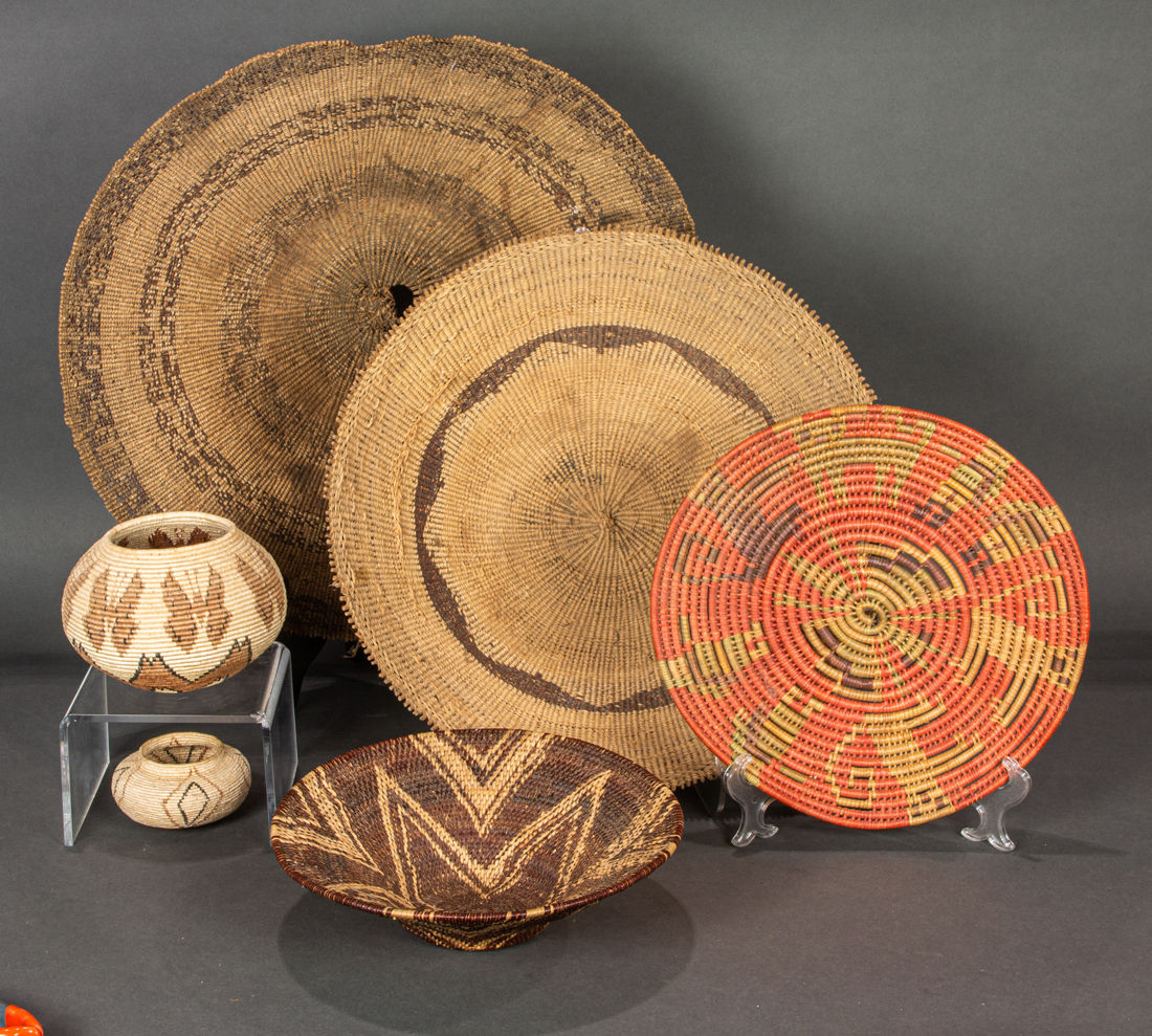 SIX NATIVE AMERICAN BASKETS INCLUDING