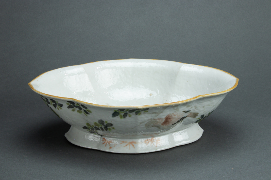 QIANJIANGCAI ENAMELED FLORAL BOWL