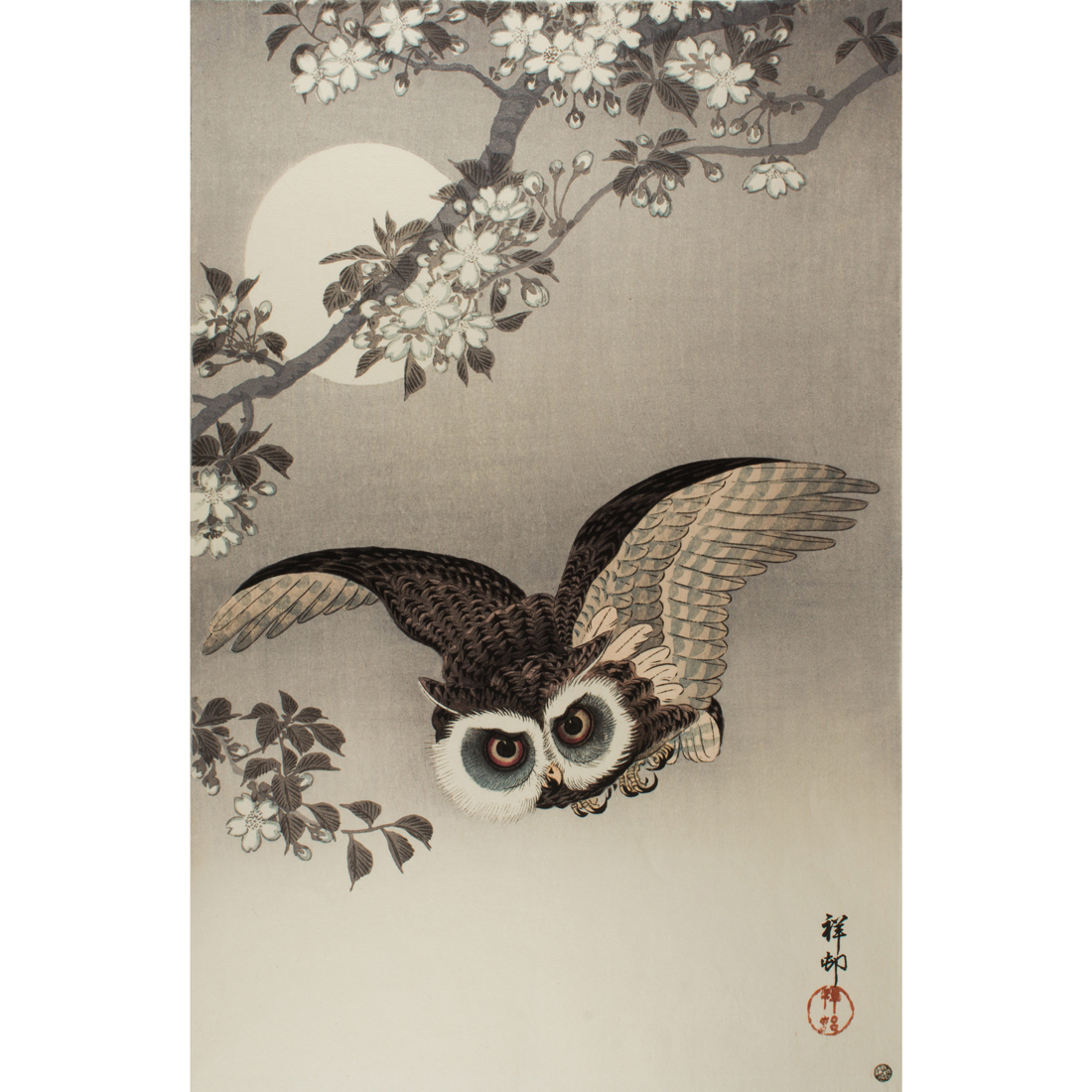 OHARA KOSON - OWL AND MOON Ohara Koson