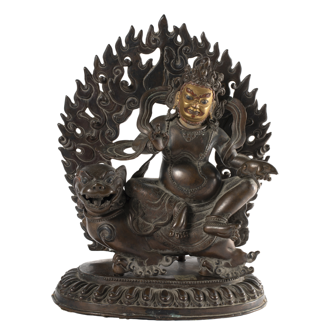 TIBETAN BRONZE FIGURE OF JAMBHALA