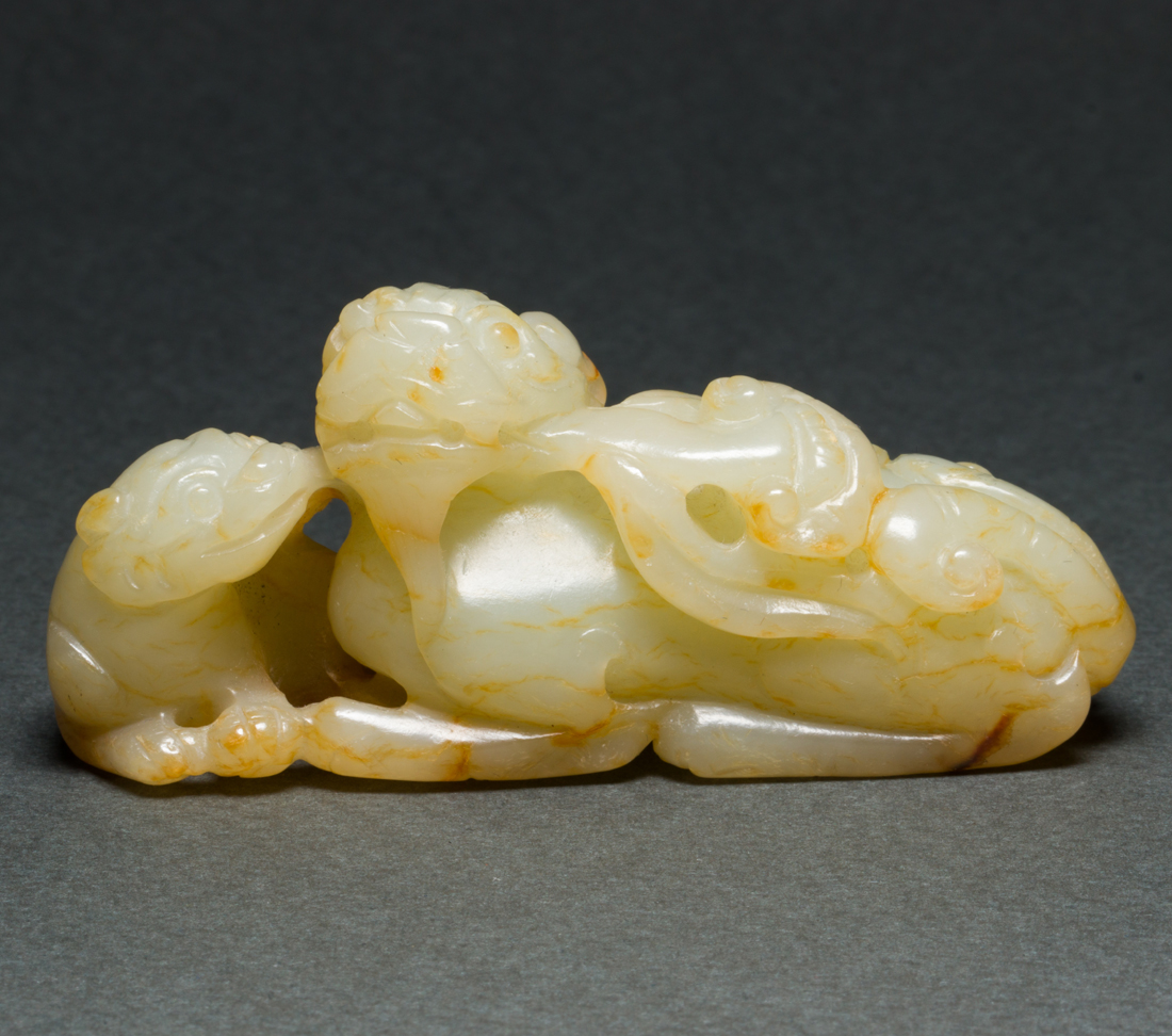 CHINESE WHITE AND RUSSET JADE LION 3a1225