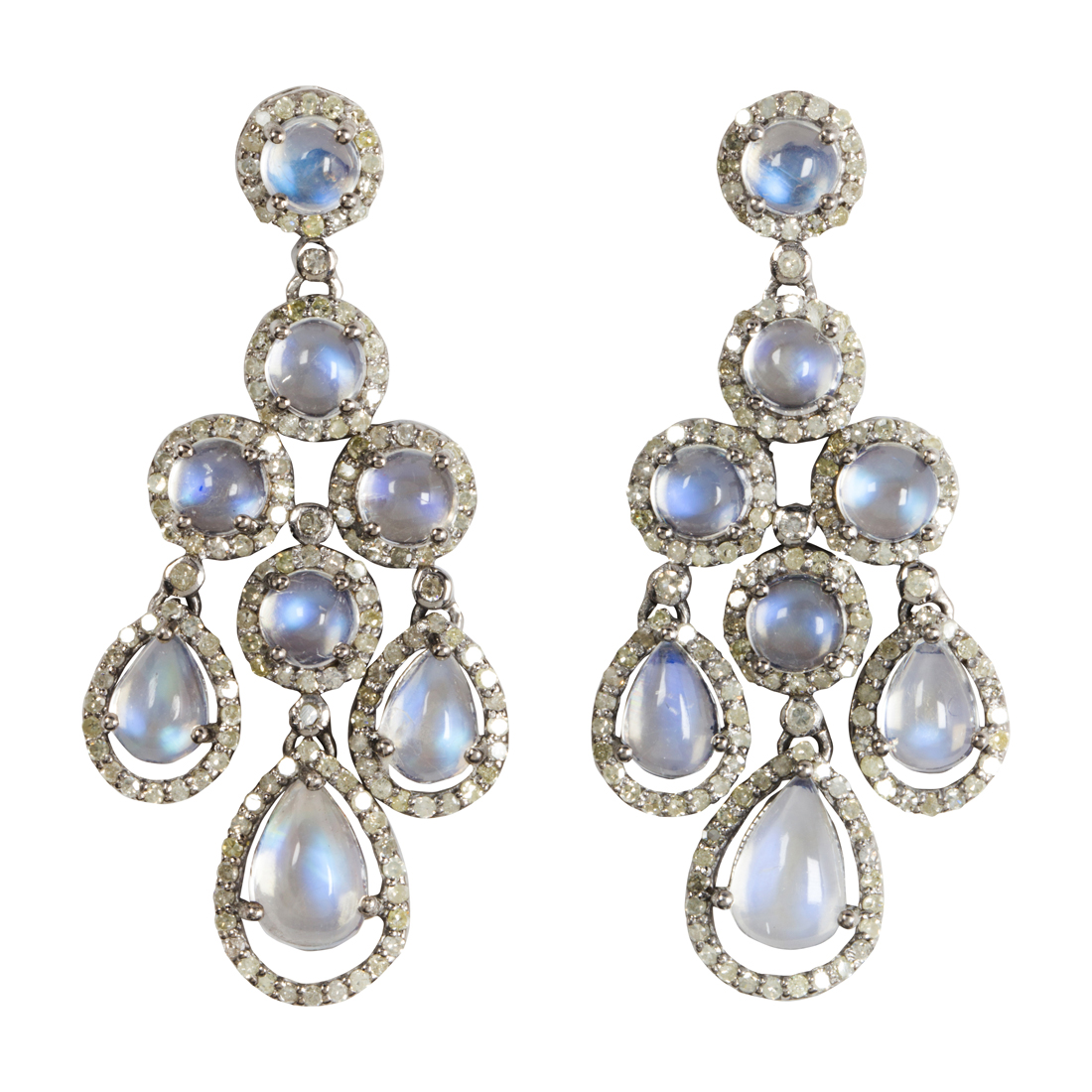 A PAIR OF MOONSTONE AND DIAMOND 3a126a