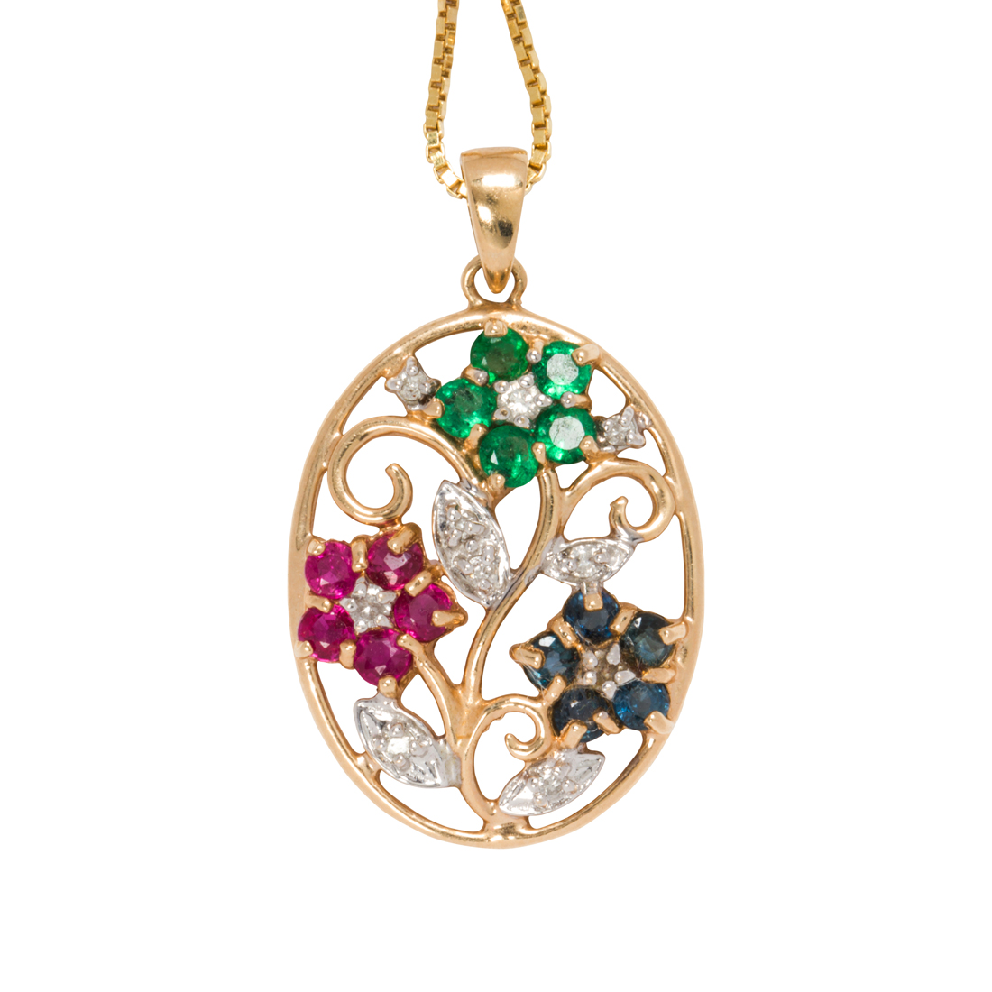 A GEMSTONE AND FOURTEEN KARAT GOLD PENDANT