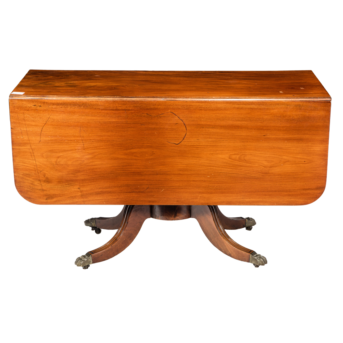 AN ENGLISH MAHOGANY DROP LEAF TABLE