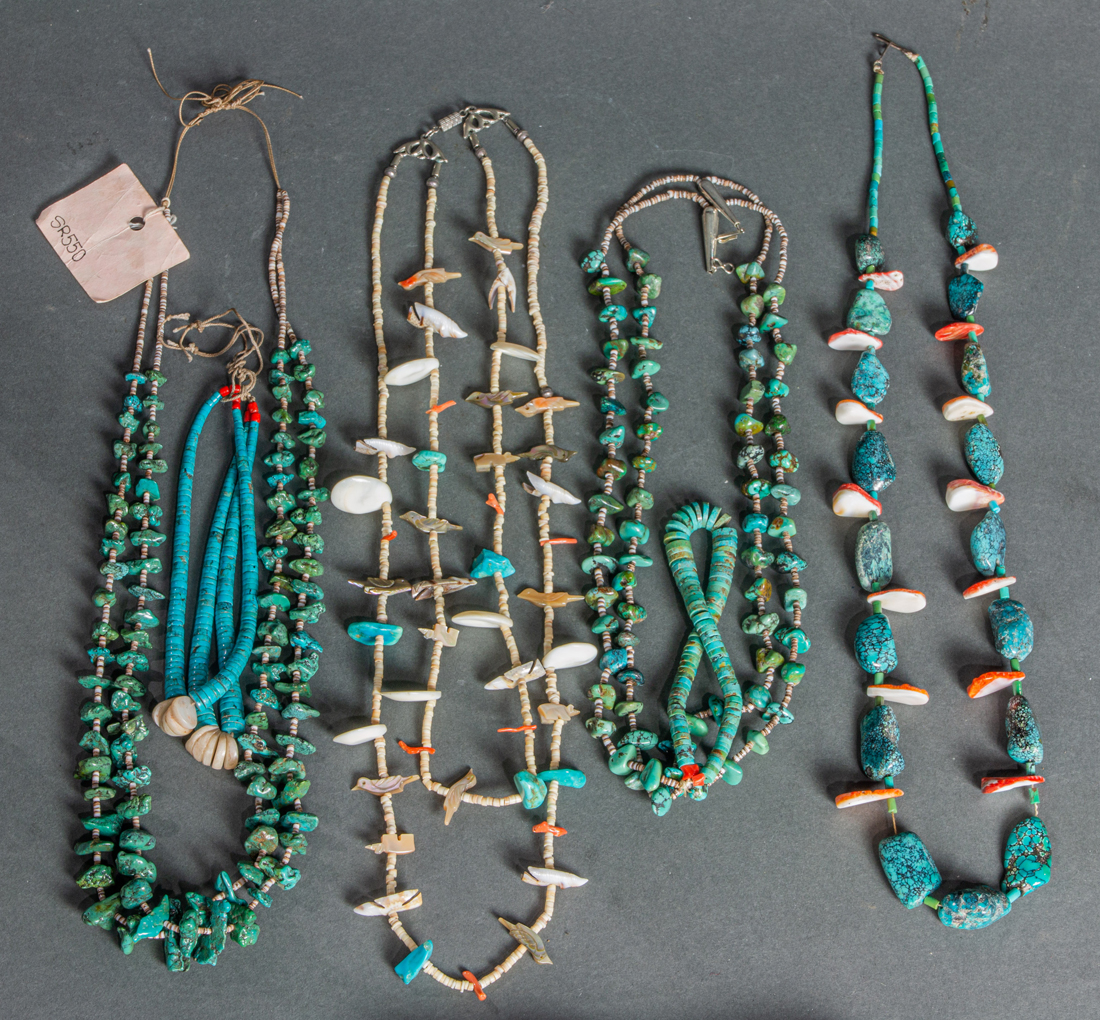 ZUNI FETISHES AND COIN TURQUOISE