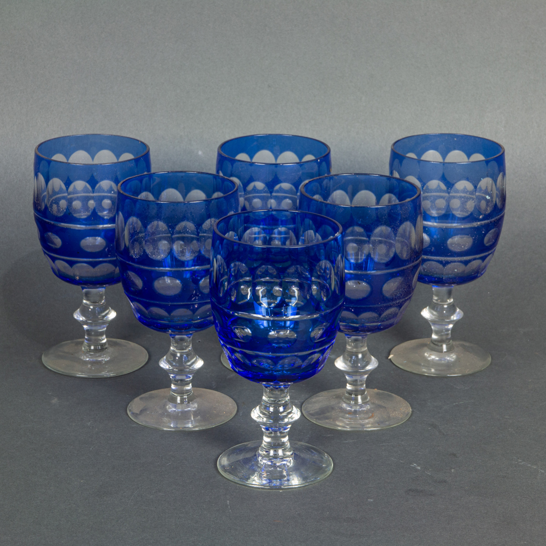 (LOT OF 6) VAL ST. LAMBERT COBALT