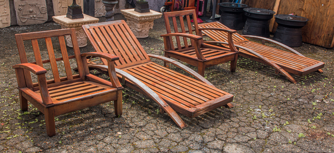  LOT OF 4 TEAK OUTDOOR FURNITURE 3a14bb