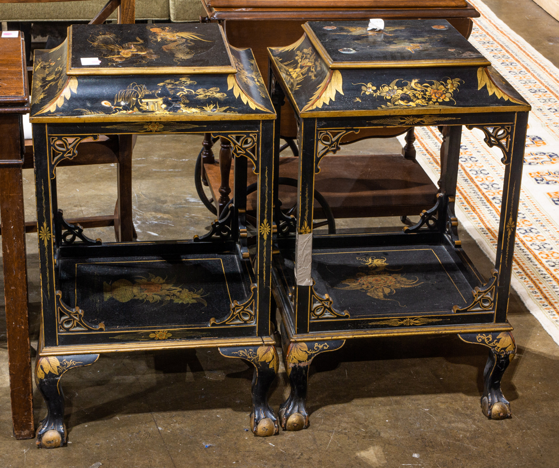 PAIR OF CHINOSERIE DECORATED NIGHTSTANDS