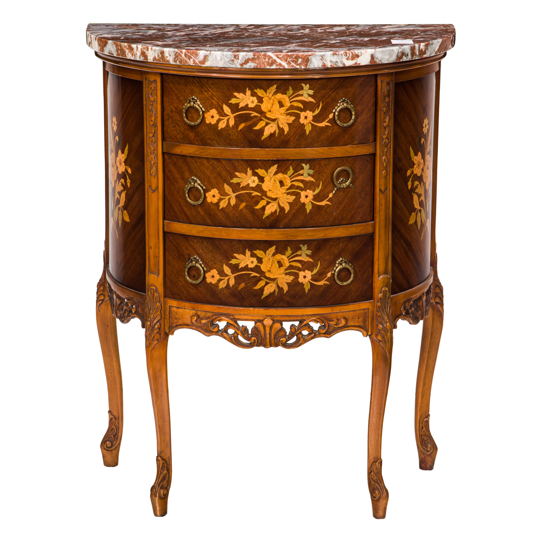 A LOUIS XV STYLE MARQUETRY SIDE